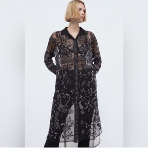 Excellent Condition Zara Longline Tulle Blouse Black
